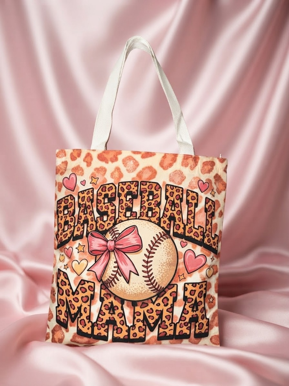 Baseball Mama Tote Bag - Pink Leopard Print
